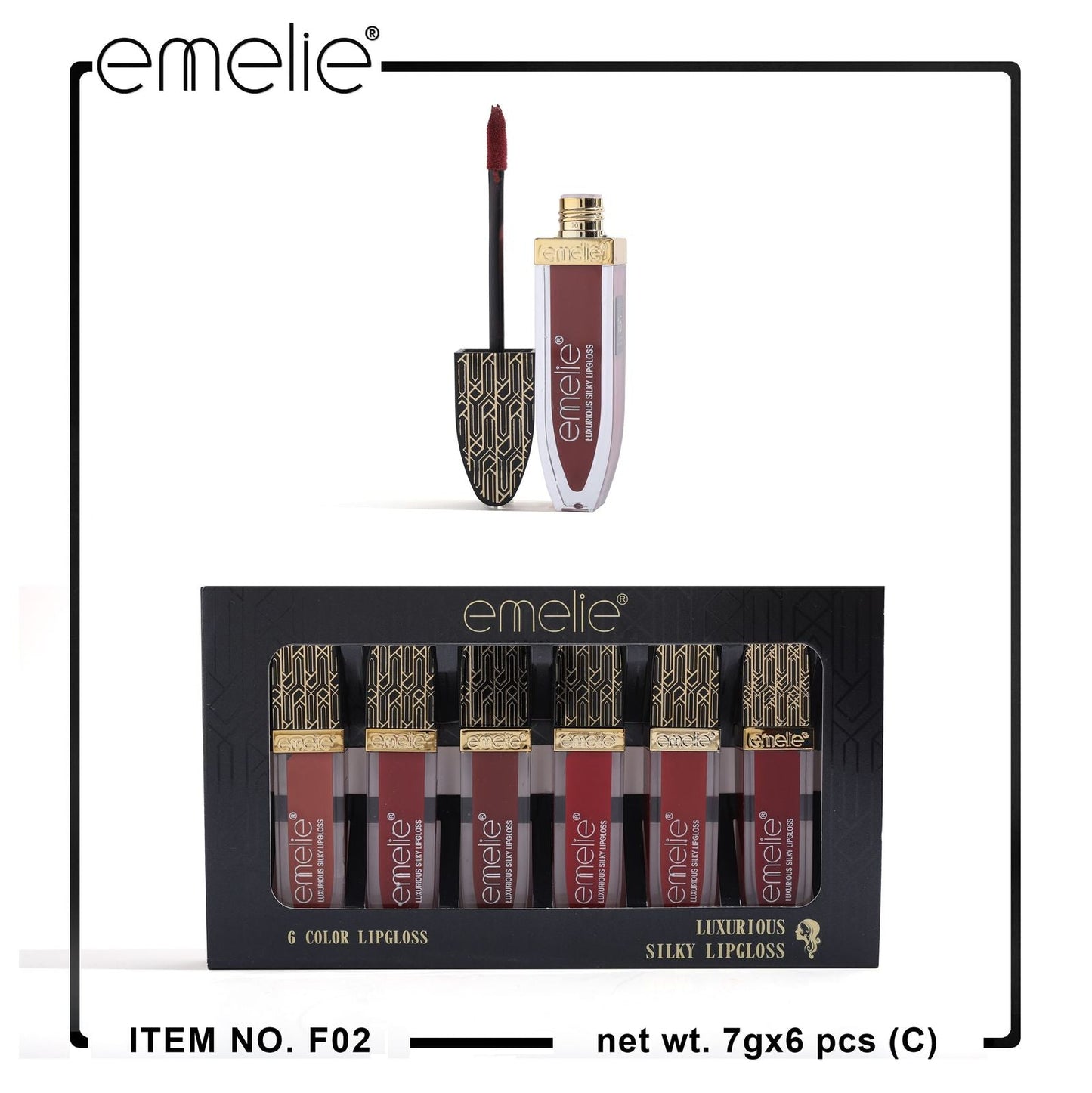 EMELIE Matte Gloss Long Lasting & Waterproof (Pack of 6) (3 Setting) (A)(B)(C) ITEM NO_F02