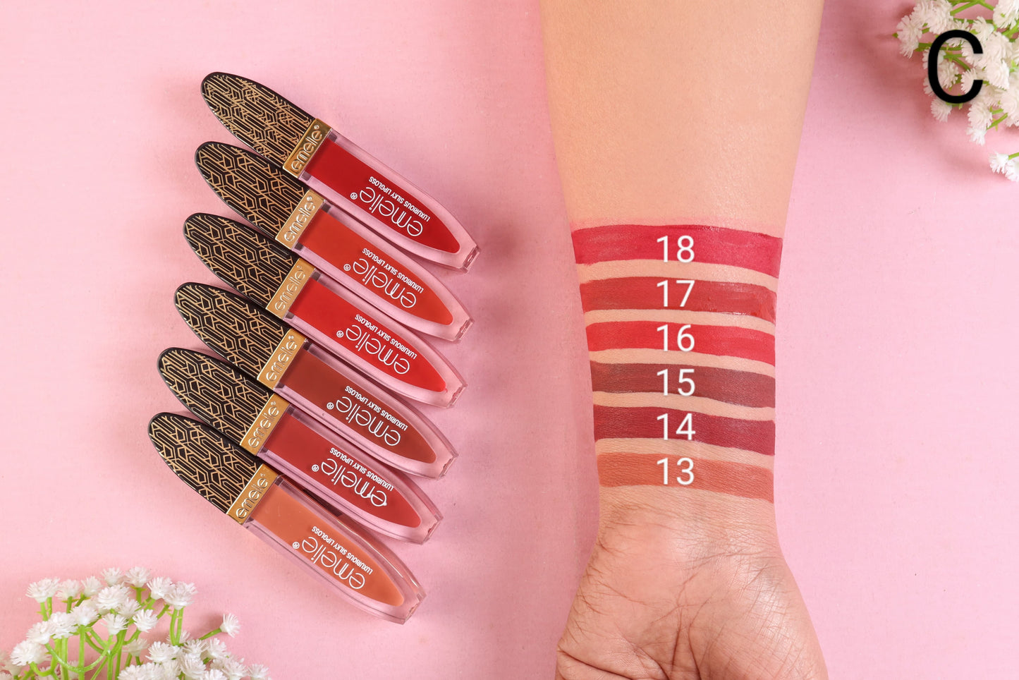EMELIE Matte Gloss Long Lasting & Waterproof (Pack of 6) (3 Setting) (A)(B)(C) ITEM NO_F02