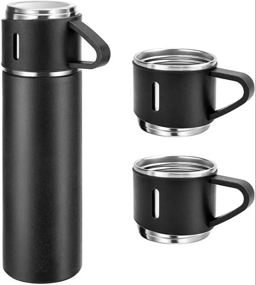 Stainless Steel Vacuum Flaskk Bottle with 3 Extra Glasses and 🎁 Gift Box