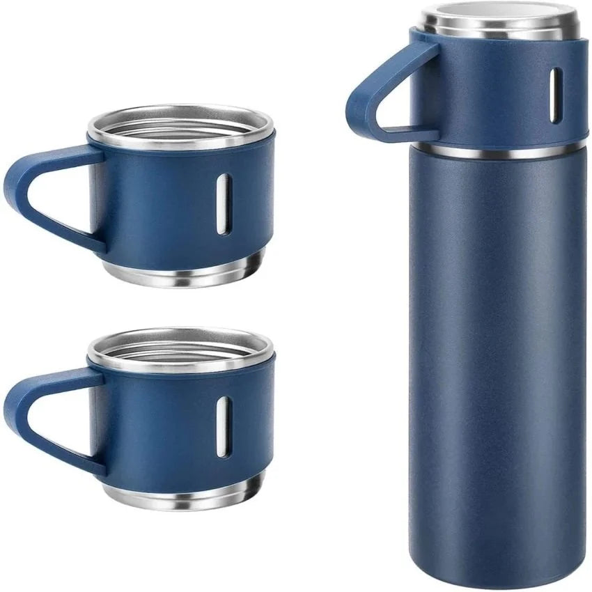 Stainless Steel Vacuum Flaskk Bottle with 3 Extra Glasses and 🎁 Gift Box