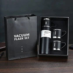 Stainless Steel Vacuum Flaskk Bottle with 3 Extra Glasses and 🎁 Gift Box