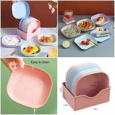 10 Pcs Plastic Plates With Stand