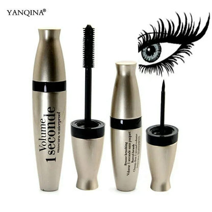 Yanqina Pack of 2 Volme 1 Second Mascara & Liner WaterProof & Long Lassting