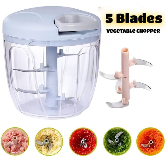 5 Blades Stainless Steel Manual Food Vegetable Chopper