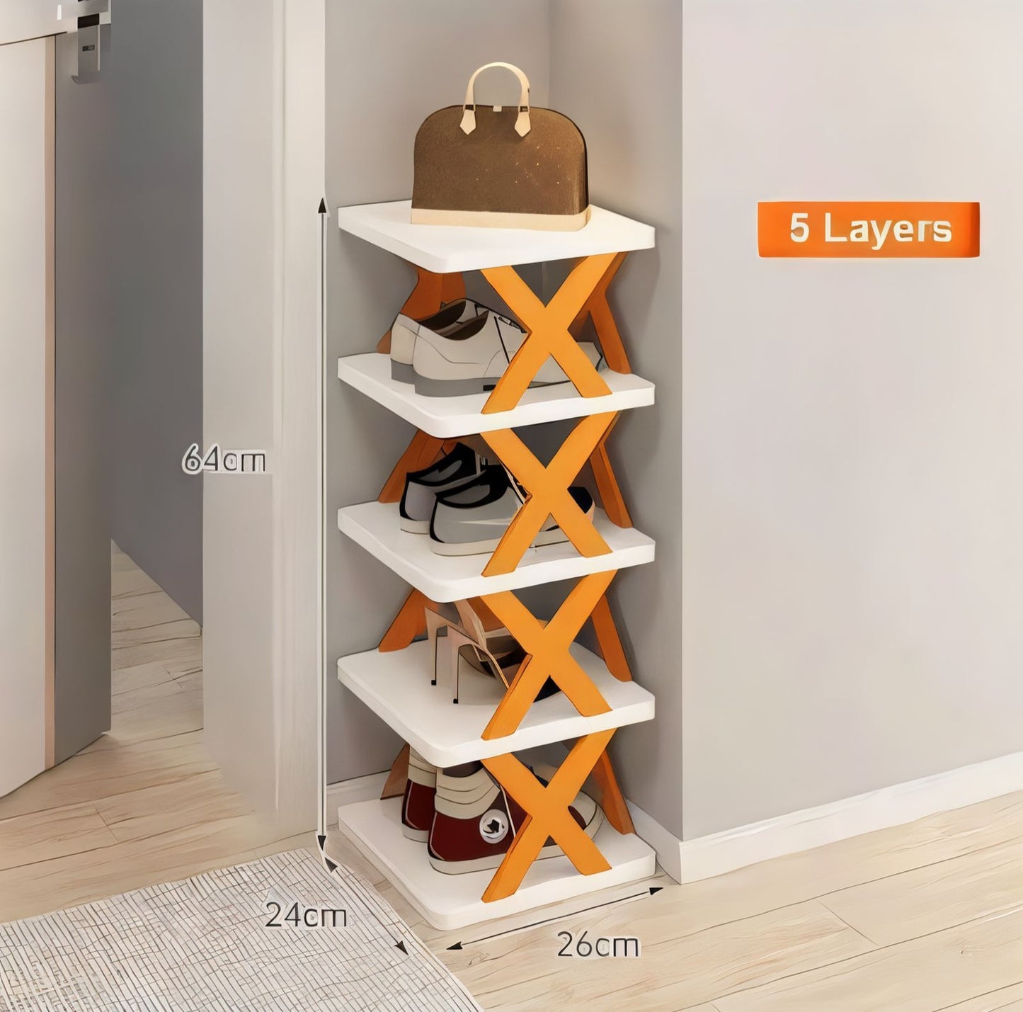 5 Layer X Shoe Plastic Rack