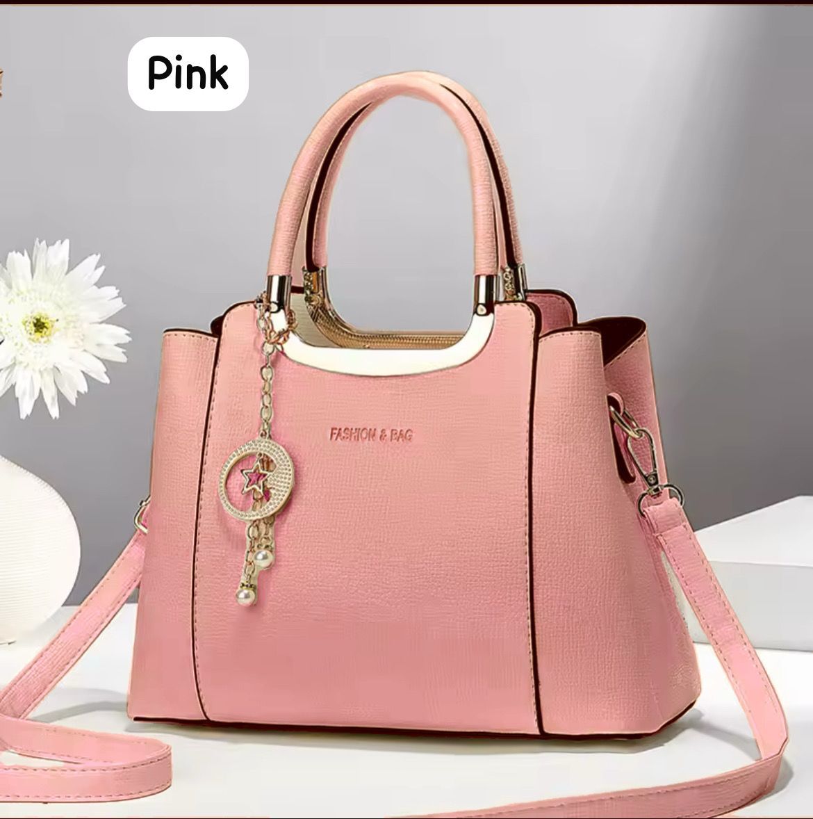 Brand fashion High Quality Cynthetic Leather Bags With Long Belt Imported Keychain 10 Beautiful Colours