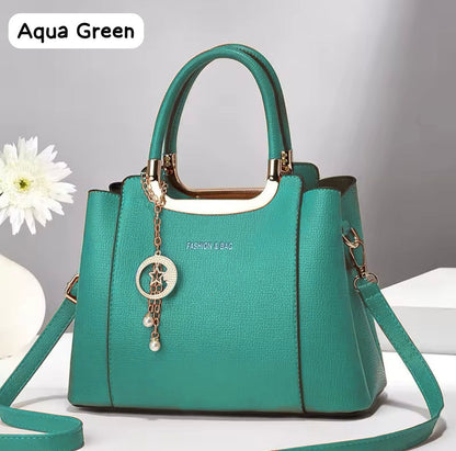 Brand fashion High Quality Cynthetic Leather Bags With Long Belt Imported Keychain 10 Beautiful Colours