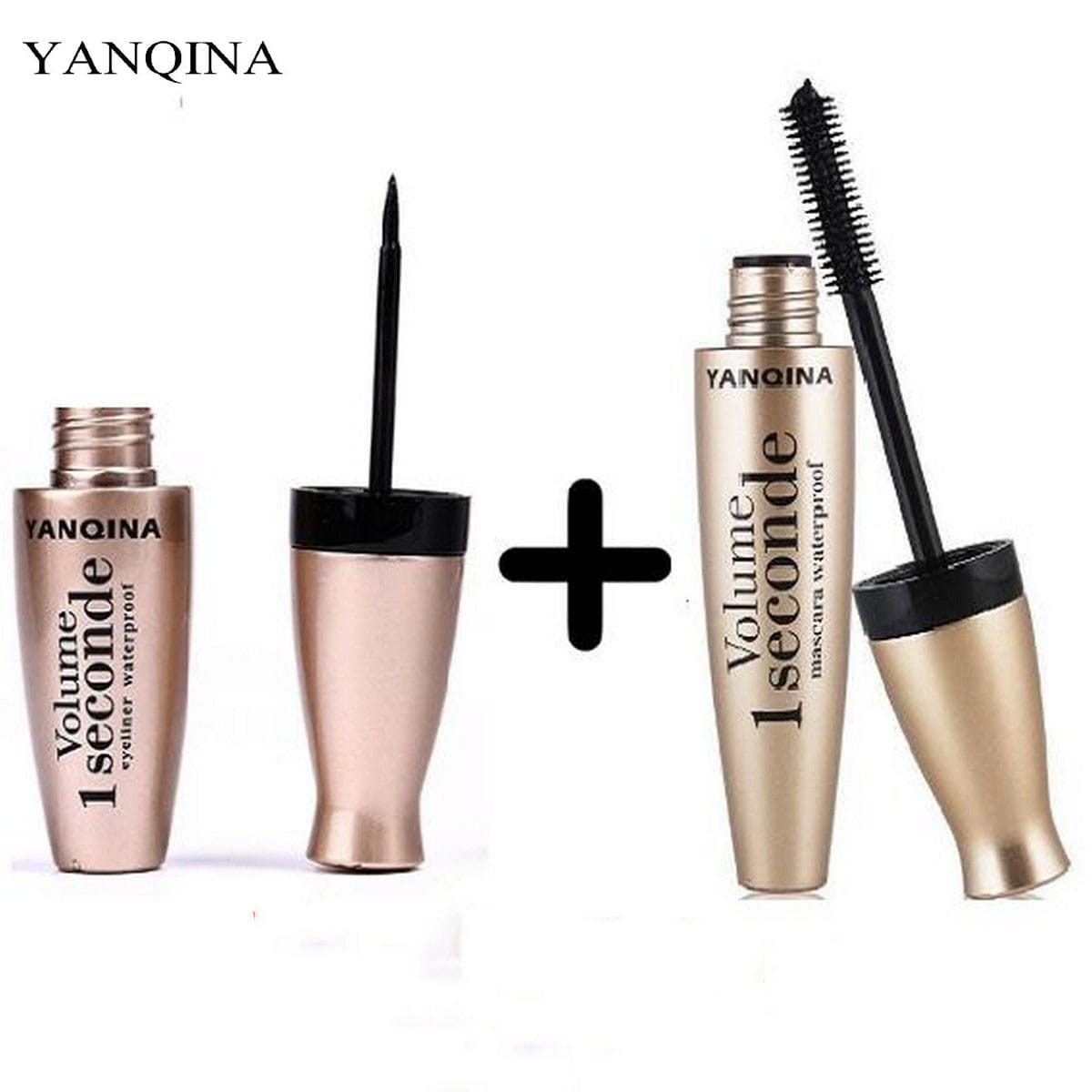 Yanqina Pack of 2 Volme 1 Second Mascara & Liner WaterProof & Long Lassting