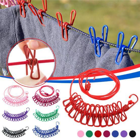 Elastic Clothesline (12 clips Rope)