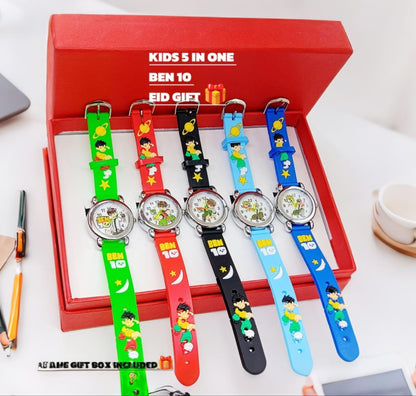 PACK of 5 WATCHES SET Eid Collection Kid` Cartoon Character Watch Different Cartoon Characters