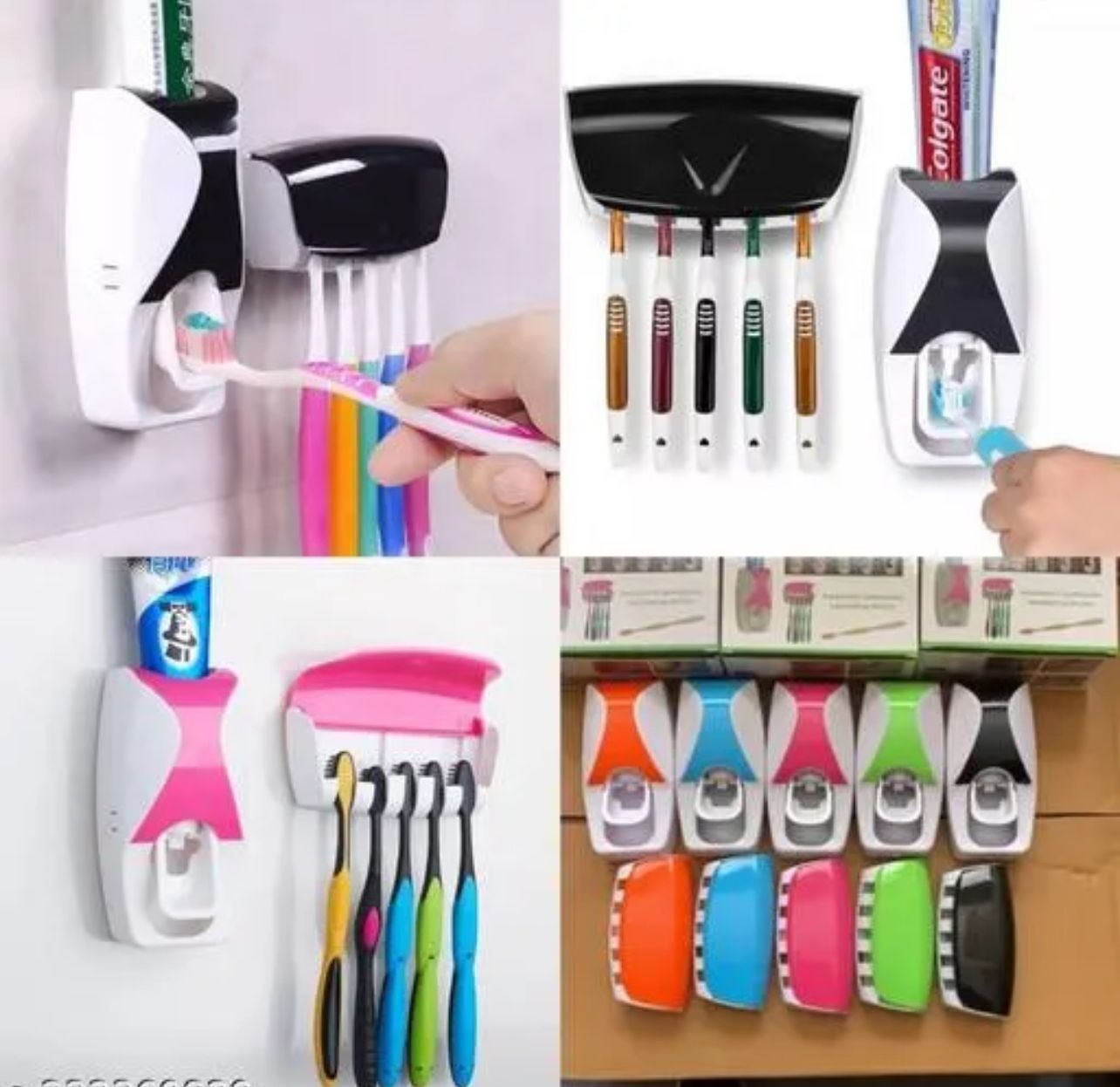 Toothbrush Holder Automatic Toothpaste Dispenser Sticky Suction Wall