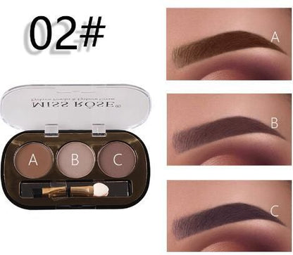 Miss Rose 3 Color Eyebrow Kit Makeup Palette Tattoo Eyebrow Gel Powder Long-lasting Eye Brow Natural 3d Make Up Set with makeup Brush