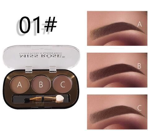 Miss Rose 3 Color Eyebrow Kit Makeup Palette Tattoo Eyebrow Gel Powder Long-lasting Eye Brow Natural 3d Make Up Set with makeup Brush