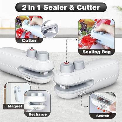 Rechargeable 2 in 1 Sealer Mini Pocket Shoopers Sealing  Device