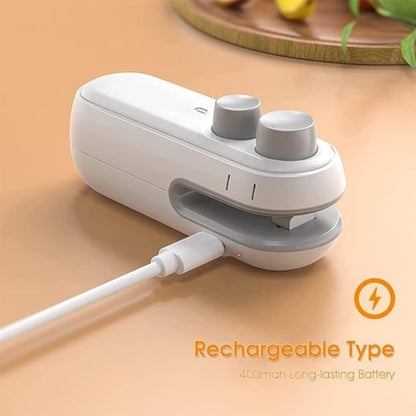 Rechargeable 2 in 1 Sealer Mini Pocket Shoopers Sealing  Device