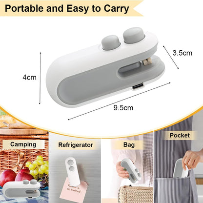 Rechargeable 2 in 1 Sealer Mini Pocket Shoopers Sealing  Device