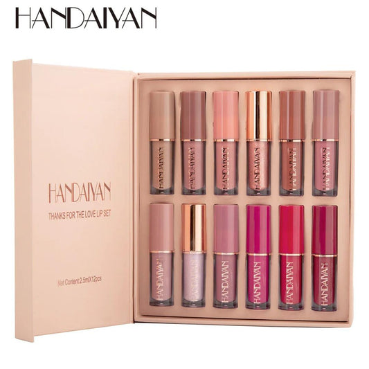 Handaiyan 12-Piece Matte Liquid Lipstick & High Shine Lip Gloss Set – Waterproof, Long-Lasting Makeup Collection