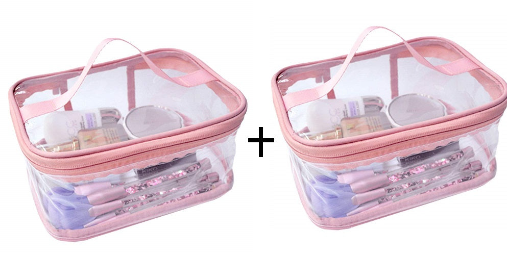 (Pack OF 2) Transparent Cosmetics Zip Pouch