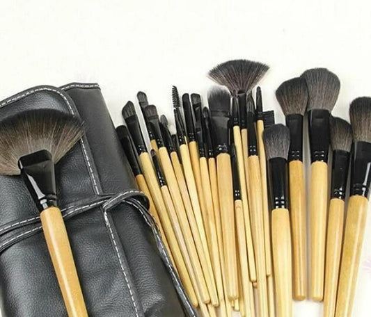 24pcs Professional Makeup Brushes with Leather Pouch