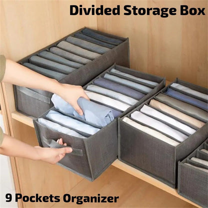 9 Pockets Woven Clothes Wardrobes Foldable Organizer