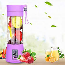 USB Rechargeable Juicer Blender 6 Blades Electric Blender Mini Portable Personal Size Juicer Cup USB Rechargeable Mixer 380ml Food Grade Water Bottle Portable Fruit Juicer Machine (Double Click Start)