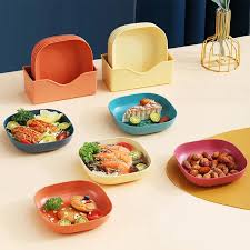 10 Pcs Plastic Plates With Stand