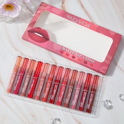 Hudamoji matte lipgloss 12pcs tray