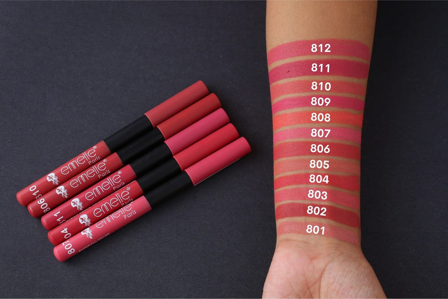 Emelie Lipistick Jumbo Pencils Full Matte 12 Different Shades