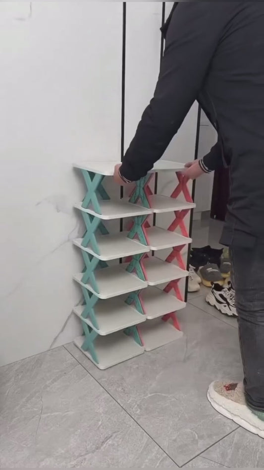 5 Layer X Shoe Plastic Rack